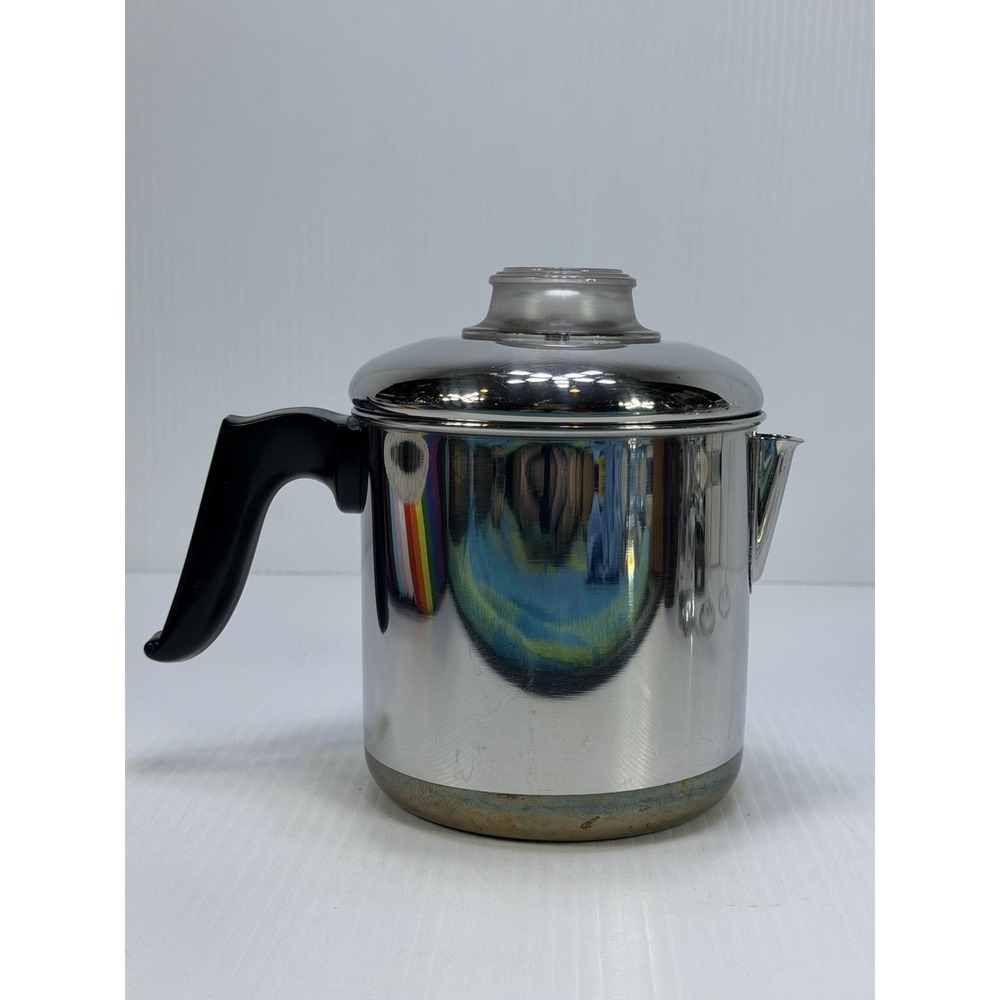Vintage Revere Ware RARE 5 Cup Percolator Coffee Pot 83 Copper Bottom 1801 USA